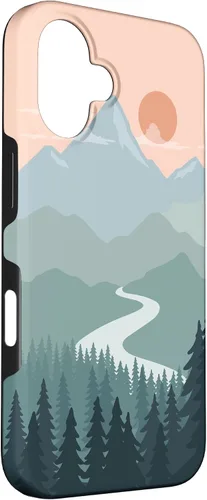 Vista 3 de Boho Chic Pines Forest Mountains Landscape Minimal Sunset Case for iPhone 16