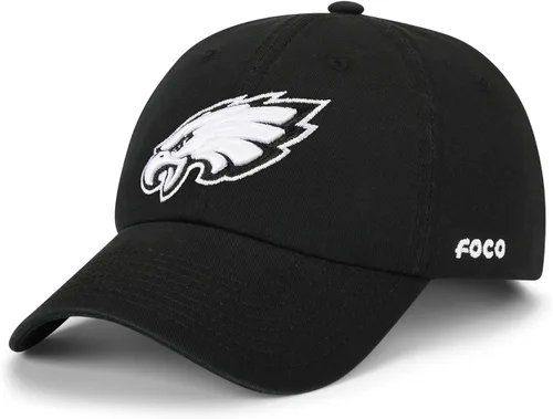 Vista 28 de FOCO NFL Gorras y Gorras Casuales para Hombres con Logotipo de Equipo de la NFL, Negro y Blanco