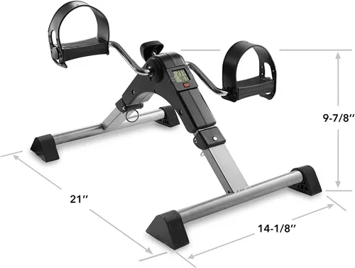 Vista 8 de Bicicleta estática plegable para debajo del escritorio, ejercitador de pedal de brazo y pierna portátil
