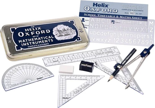 Vista 3 de Helix Oxford Maths Set con lata de almacenamiento