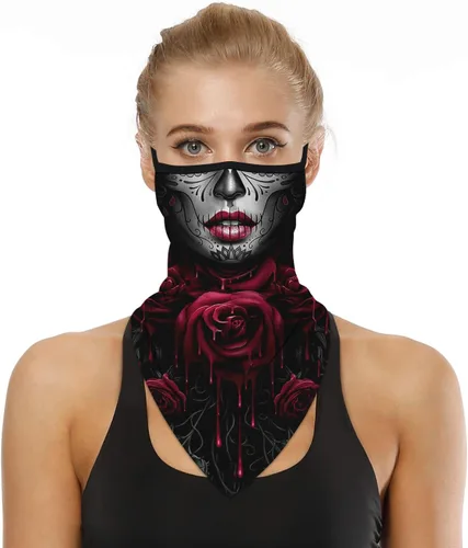 Vista 11 de YAYOUREL Polaina para el cuello, cubrebocas, bandanas para hombres y mujeres, de verano, UV, bufanda, cubrebocas, pasamontañas, diademas