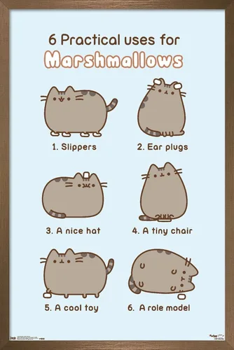 Vista 14 de Trends International Pusheen - Póster de pared de malvavisco, 14.725 x 22.375 pulgadas, versión enmarcada de madera de granero