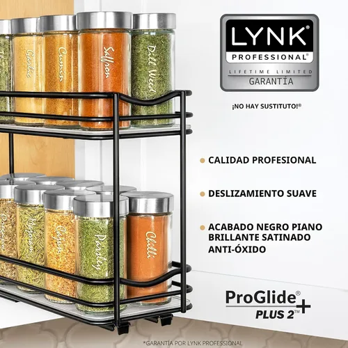 Vista 2 de LYNK PROFESSIONAL® Organizador de especiero extraíble para el interior de armarios de cocina - 4-3/8 pulgadas de ancho - Cajón deslizable - Estantes