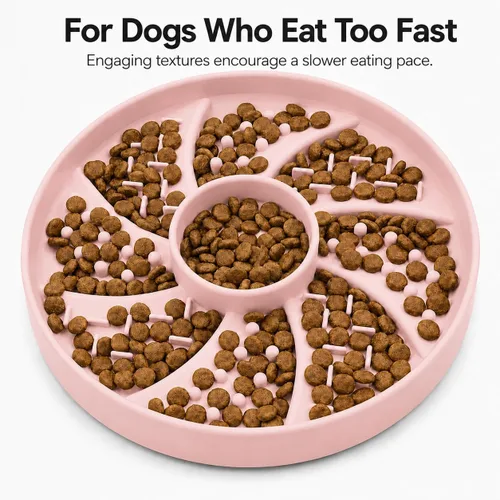 Vista 2 de Slow Feeder Dog Bowls, Suction Cup Lick Bowl for Dogs & Cats (Pink)