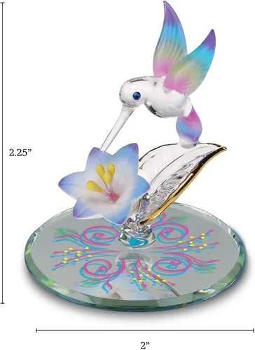 Vista 4 de Glass Baron Figura de cristal de colibrí azul, 2.25 pulgadas de alto