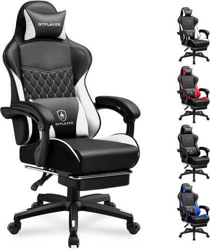 Vista 14 de GTPLAYER Gaming Chair, High Back Leather Computer Gaming Chair with Footrest, Ergonomic Height Adjustable Office Chair with Removable Cover and
