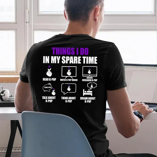 Vista 5 de Namoot K-pop Things I Do in My Spare Time K-pop Regalos para mujeres y hombres, camiseta divertida para regalo, camiseta unisex negra