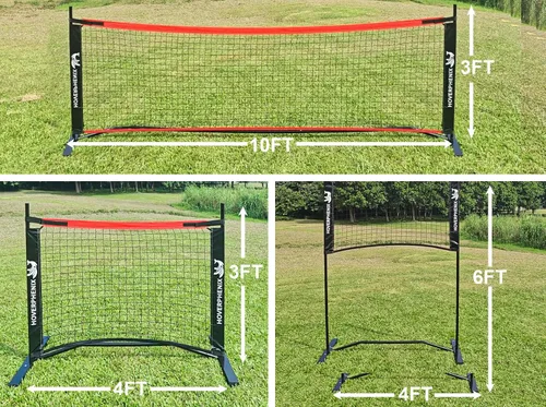 Vista 3 de Hoverphenix 10FT Mini Pickleball Net, 4FT Adjustable Height Dink Training Rebounder Net with Paddles Set of 2, Pickleballs and Carry Bag for Outdoor