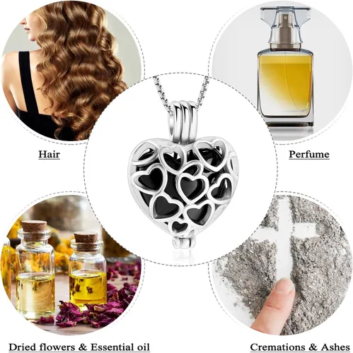 Vista 46 de Collar con medallón de cremación conmemorativa con corazón eterno con mini urna para cenizas de seres queridos