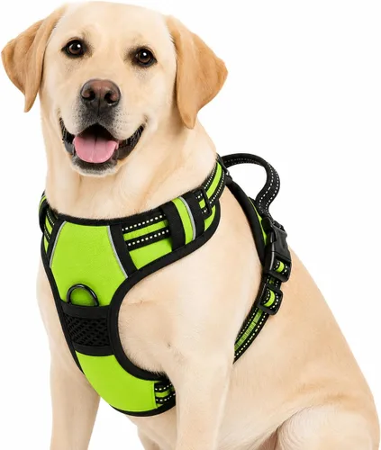 Vista 13 de Arnés para perro sin tirones, arnés reflectante cómodo ajustable con mango de fácil control delantero y trasero, acolchado suave para mascotas