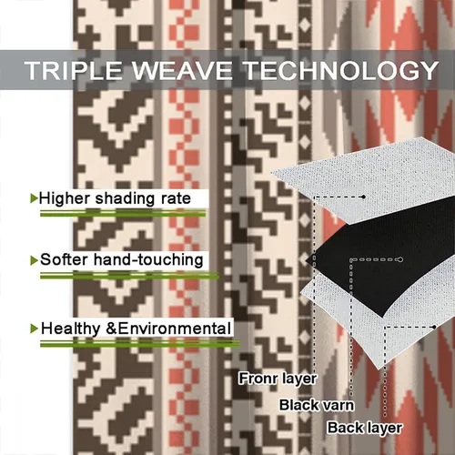 Vista 14 de Cortinas con patrón geométrico tribal, estilo suroeste, azteca, rústico, occidental, nativo americano, opacas, con bolsillo para barra, decoración