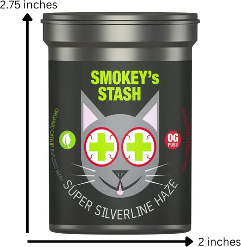 Vista 4 de Smokey's Stash Silvervine Haze - Potente mezcla de hierba gatera y vid plateada para gatos