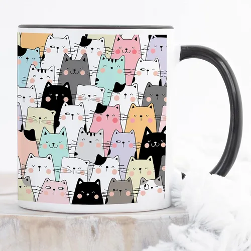 Vista 4 de YouNique Designs Tazas de café para gatos, taza de café portátil de 11 onzas, tazas de gato para amantes de los gatos, regalos para mujeres, taza