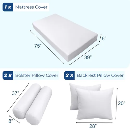 Vista 7 de Prolinemax Funda solamente Sábana bajera ajustable para colchón de sofá cama con 4 canaletas individuales AD001