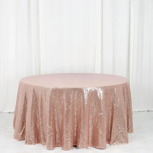 Vista 12 de Efavormart - Mantel redondo de lentejuelas brillantes de 120 pulgadas para banquetes de boda, fiesta, decoración del hogar