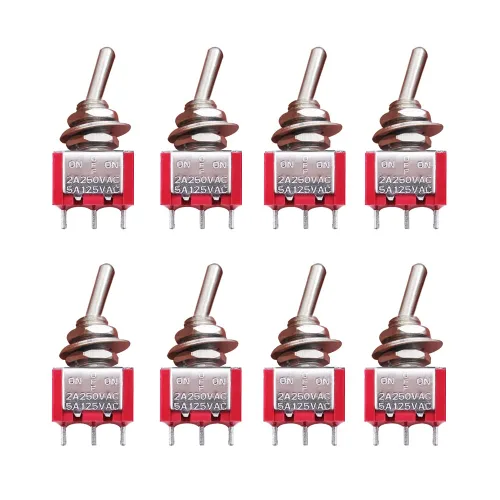 Vista 9 de Mxuteuk 8 piezas interruptor de palanca mini SPST interruptor en miniatura encendido/apagado 2 terminales 2 posiciones 6 A 125 V 3 A 250 V