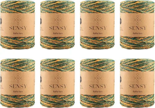 Vista 14 de Sensy Premium - Hilo de rafia multicolor (185 yardas, 100% papel, 400)