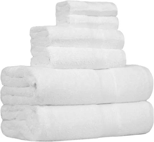 Vista 13 de Amazon Basics Juego de 6 toallas de gran tamaño resistentes a la decoloración, 100% algodón, altamente absorbentes, suaves, color verde azulado, 2