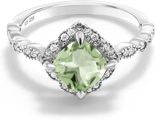 Vista 37 de Gem Stone King Anillo de compromiso solitario de moissanita blanca con piedra natal de corte cojín de 0.276 in para mujer, plata de ley 925