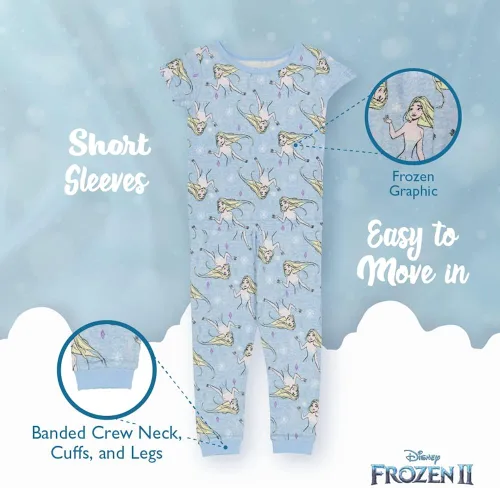 Vista 5 de Disney Girls 4-Piece Snug-fit Cotton Pajamas Set
