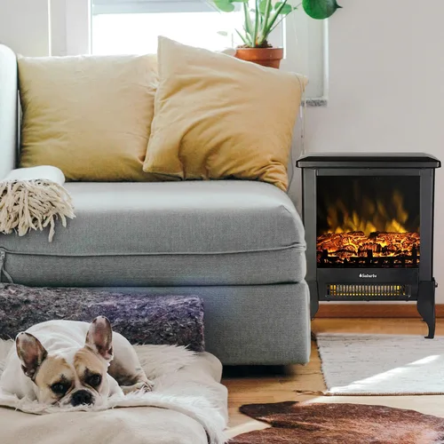 Vista 8 de TURBRO Suburbs TS17 - Estufa eléctrica compacta para chimenea, calentador independiente de 18 pulgadas con llama realista, certificado CSA
