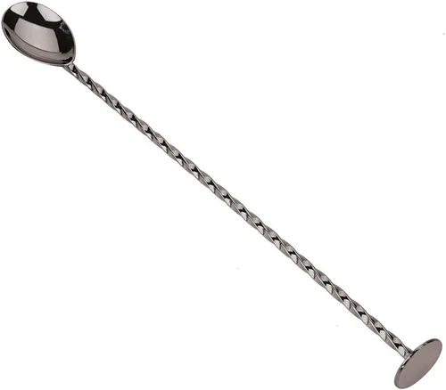 Vista 8 de Cuchara agitadora de cóctel, cuchara de acero inoxidable, cuchara de cóctel para bebidas, herramienta de mezcla de café con mango largo (# 9 negro)
