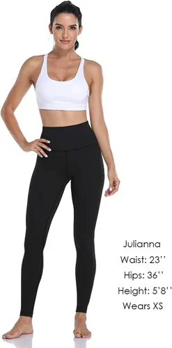 Vista 4 de HeyNuts Essential - Leggings de yoga de longitud completa, pantalones de compresión de cintura alta, 28 pulgadas, Negro_28.0 in Ⅱ, M