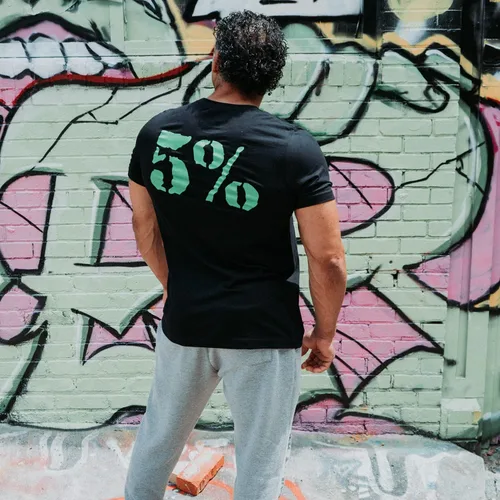 Vista 5 de 5% Nutrition Rich Piana Camiseta de entrenamiento de levantamiento de pesas Camiseta de gimnasio Camiseta de algodón, Familia de fuentes BlackGreen