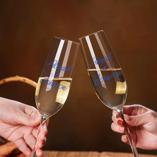 Vista 5 de Copas de champán de boda personalizadas, juego de 2 copas de champán, vasos de brindis para el señor y la señora, decoración de boda, copas