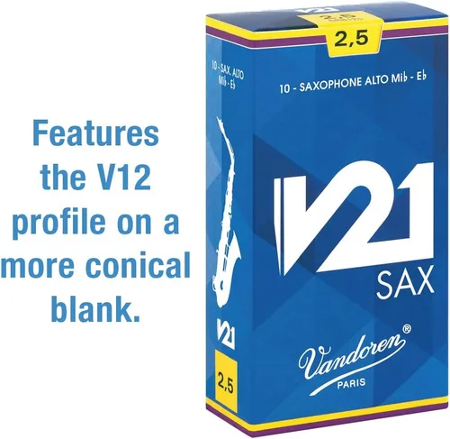 Vista 2 de Vandoren SR8125 - Cañas para saxofón alto V21 (fuerza de 2.5); Caja de 10