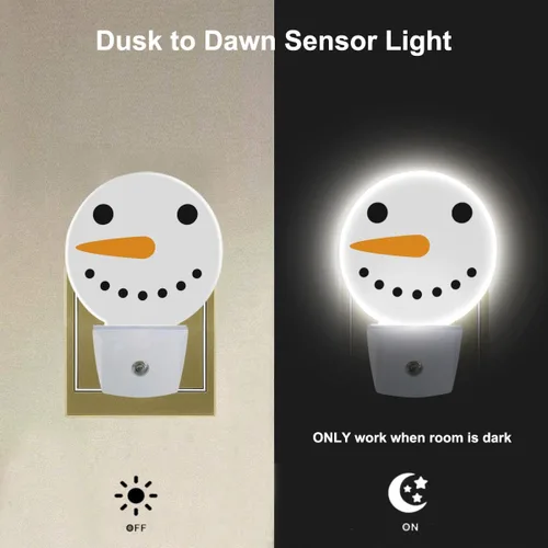 Vista 2 de Lindo muñeco de nieve luz nocturna de muñeco de nieve de Navidad de invierno enchufable luz nocturna con sensor automático iluminación LED