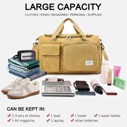 Vista 229 de Pequeña bolsa de gimnasio para mujer, bolsa de viaje con compartimento para zapatos