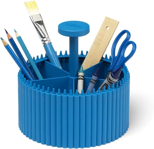 Vista 5 de Crayola - Organizador redondo de almacenamiento, organizador de escritorio creativo para niños con 5 secciones para almacenar bolígrafos, lápices