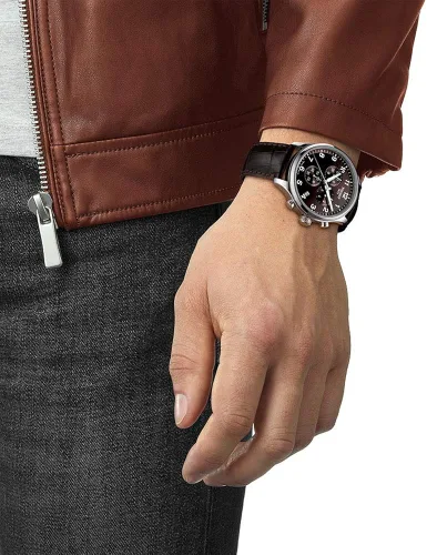 Vista 4 de Tissot T1166171629700 Reloj deportivo de cuarzo suizo para hombre Chrono XL de acero inoxidable con correa de piel de becerro marrón