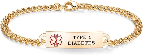 Vista 15 de Pulseras de identificación de alerta médica de 6.5 "-8.5" para mujeres, pulseras de emergencia médica de acero inoxidable, grabado gratuito