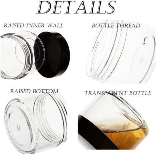 Vista 4 de Tarros cosméticos de plástico de 0.71 oz con tapas, 20 recipientes pequeños para cosméticos, recipientes de muestra de tamaño de viaje, tarros