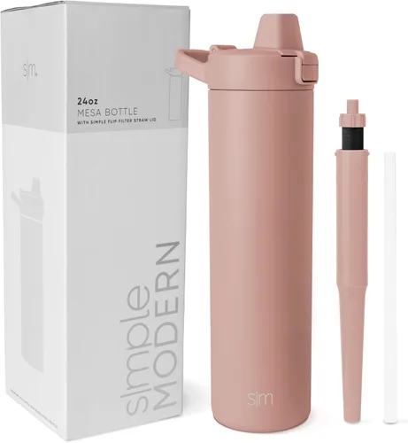 Vista 20 de Botella de agua filtrada Simple Modern Botellas de agua de viaje con filtro de carbono de acero inoxidable aislada Reutilizable para agua