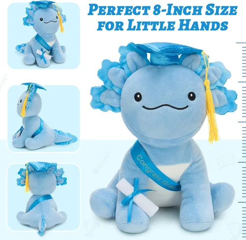 Vista 3 de Tezituor Juguete de peluche de ajolote de graduación 2026, bonito animal de peluche de graduación de 8 pulgadas, regalo para niños y niñas