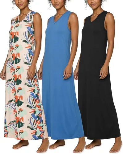 Vista 9 de Real Essentials 3 Pack: Camisón sin mangas ultrasuave para mujer, camisón de dormir en tanque (disponible en tallas extragrandes)
