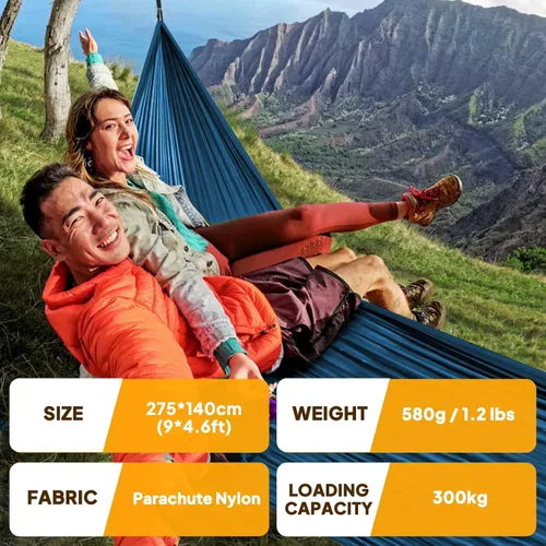 Vista 2 de NATUREFUN Hamaca ultraligera para viajes y camping Capacidad de carga de 300 kg, transpirable, de secado rápido Incluye 2 mosquetones premium, 2