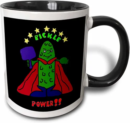 Vista 7 de 3dRose Taza de café, tamaño – 11 oz – Divertido superhéroe de pickleball de dibujos animados Pickle Sports and Hobbies – divertido regalo de taza