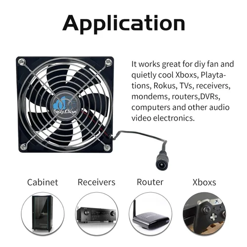 Vista 3 de Ventilador de computadora Easy Cloud con enchufe de CA, ventilador axial muffin de 120 mm de velocidad variable de 120V 110V 220V de 12V pequeño