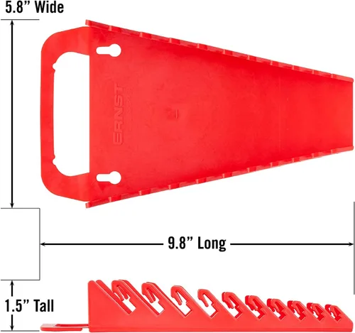 Vista 4 de Ernst Manufacturing 5048 Organizador de Llaves Gripper, 10 Herramientas, Rojo