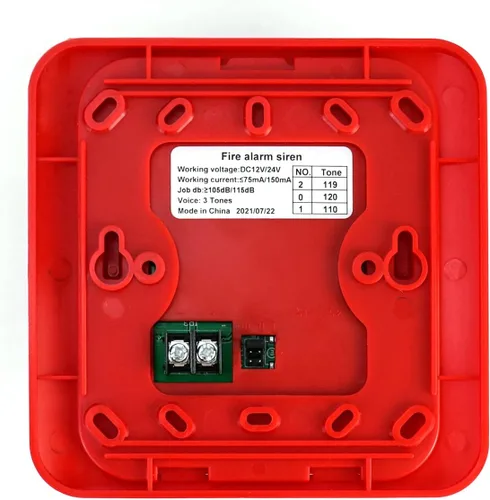 Vista 6 de QWORK Alarma de incendios, 12 / 24 V CC con cable de sonido y luz de alarma de incendios de advertencia estroboscópica de sirena, sensor de sistema