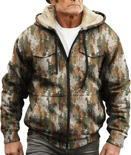 Vista 11 de LIZALIG Sudadera con capucha y cremallera para hombre, con forro polar grueso, abrigo de moda de otoño, abrigo cálido de invierno