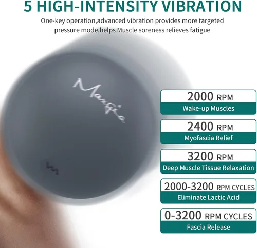 Vista 4 de Bola de masaje vibratoria de 3 pulgadas, bola de masaje con vibraciones de 5 velocidades para músculos y fitness, alivio del dolor de fascitis