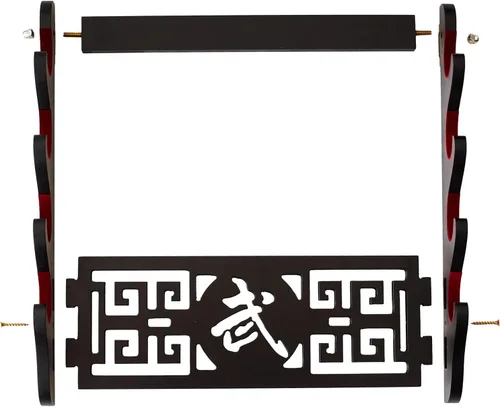 Vista 4 de Samurai - Soporte de pared para espada, soporte de 4 niveles para armas de artes marciales, soporte de exhibición de protección de vellón, Katana