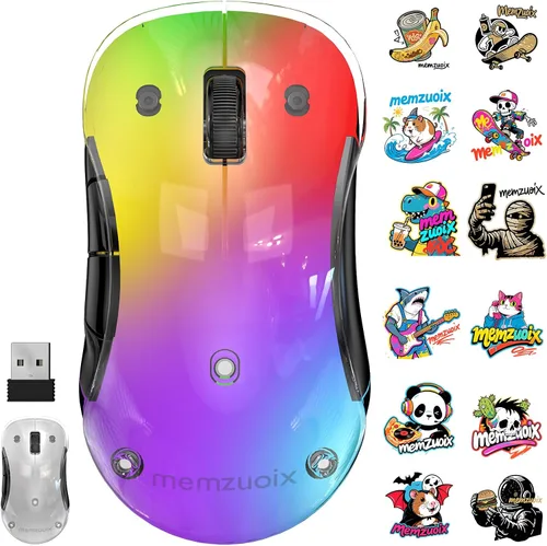 Vista 9 de Memzuoix ratón inalámbrico LED 2.4G, ratón recargable ergonómico con cubierta desmontable, ratón óptico portátil de 1200 DPI con receptor USB