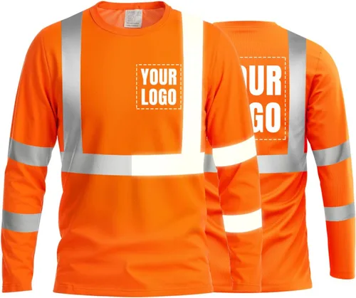Vista 58 de La alta visibilidad reflexiva de las camisetas de la seguridad del logotipo de encargo Hola Vis de Verde neón - Estilo 8