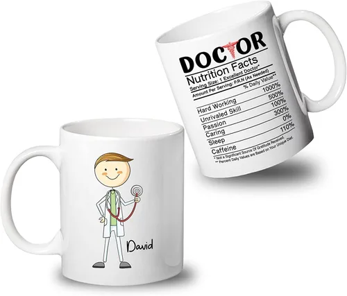Vista 19 de Taza de café con nombre personalizado para médicos, taza de café personalizada para médicos, regalo para hombres, hombres, doctores, estetoscopio